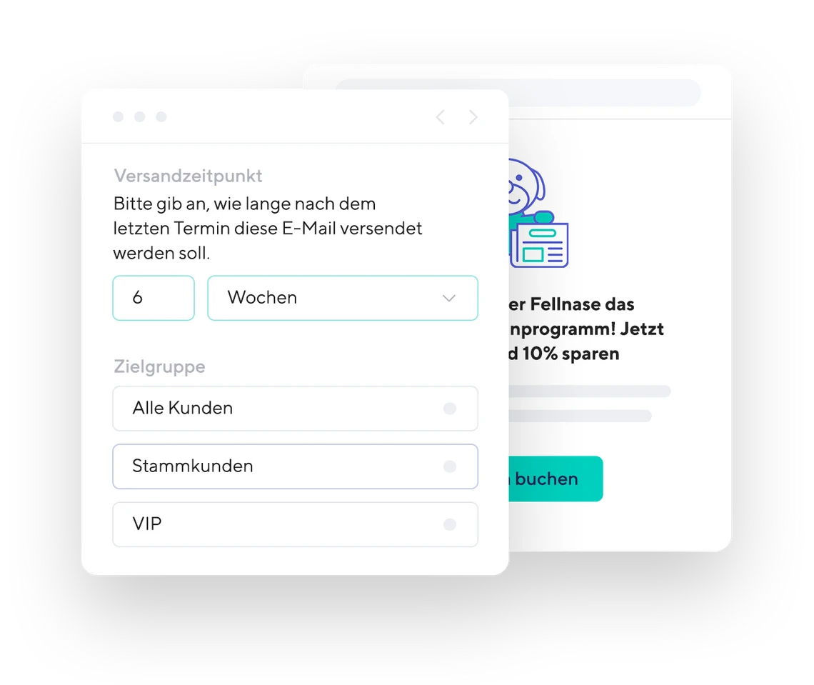 Ein Screenshot aus dem Shore Kalender, der eine Mail zur Kundenrückgewinnung zeigt