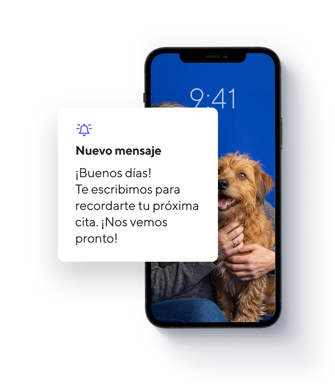 Un recordatorio de cita en el smartphone para una visita a la peluquería canina